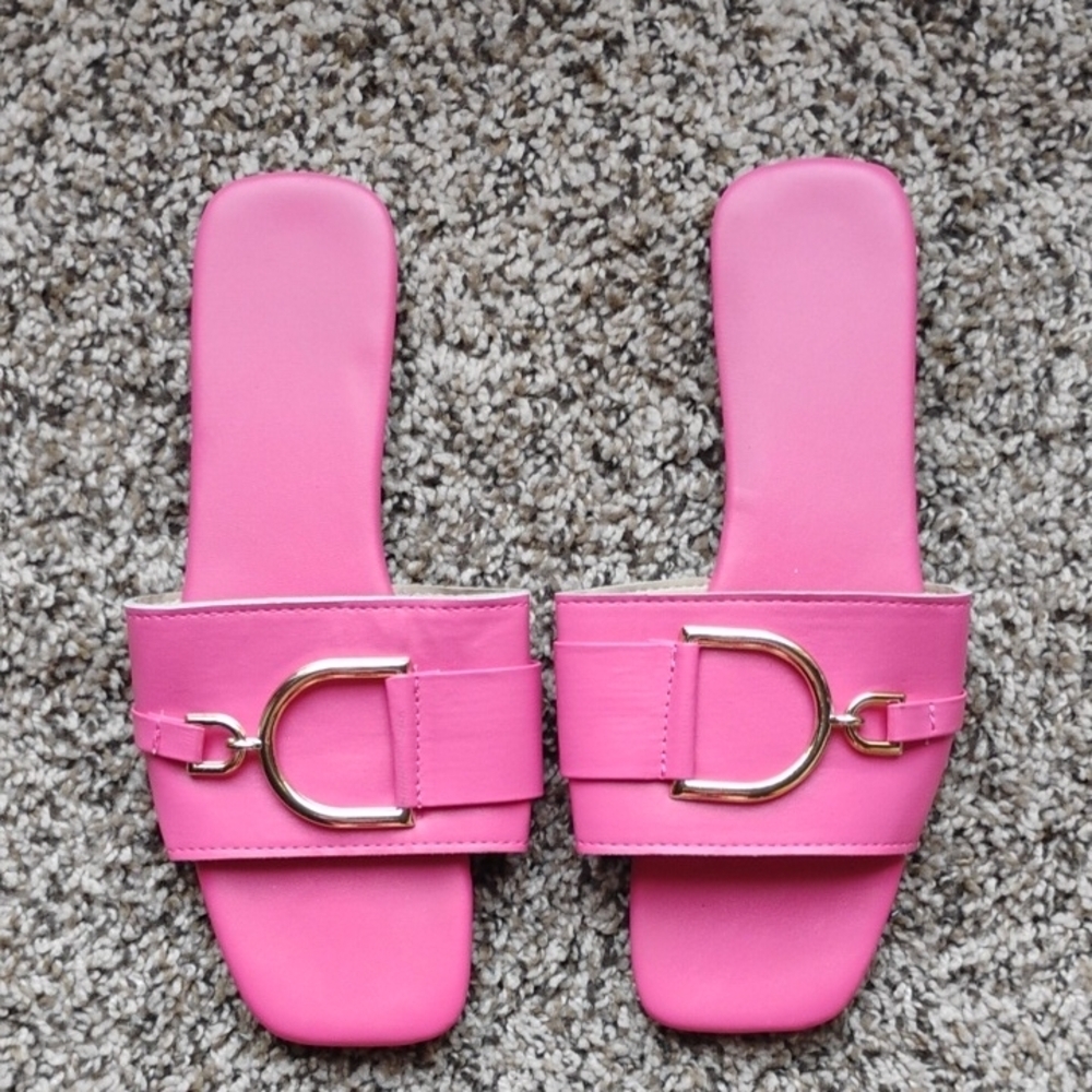 NEW Pink Gold‑Hardware Slide Sandal Size 7.5